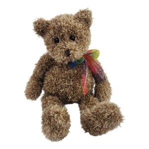 Gund Teddy Bear Plush Bearessence Brown Shaggy Rainbow Ribbon Stuffed Animal Toy